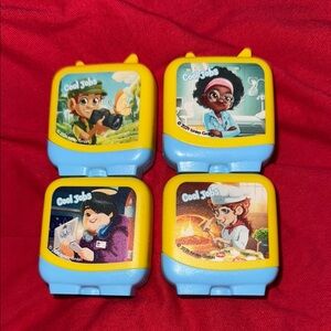 Yellow and Blue Learning Toy Set with Cartoon Characters